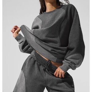 Make Waves Crew Neck Pullover unisex dark heather gray color